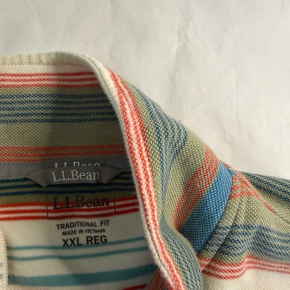 LL Bean Mens Comfort Stretch Pique Striped 1/4 Quarter Zip Fleece Pullover XXL - Picture 7 of 7